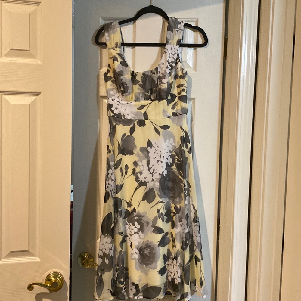 Yellow Dress with Black and White Flowers